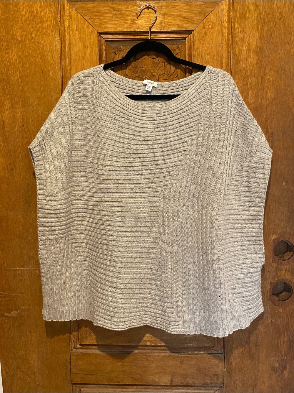 Pure J. Jill boxy knit sweater top heather gray wool linen acrylic blend m/l